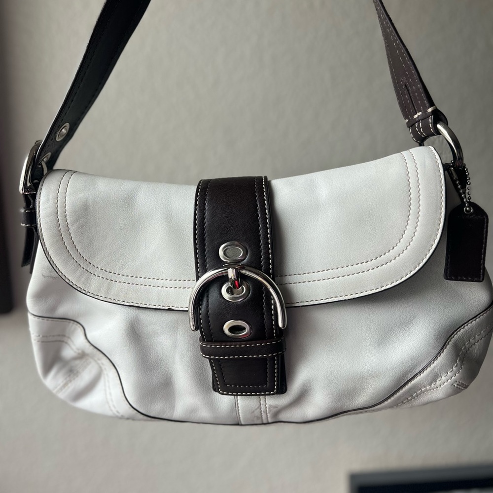 Coach White and Brown Soho Flap 10910